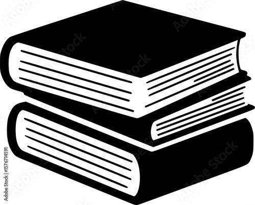 Black and White Stack of Three Books Simple Design Illustration
