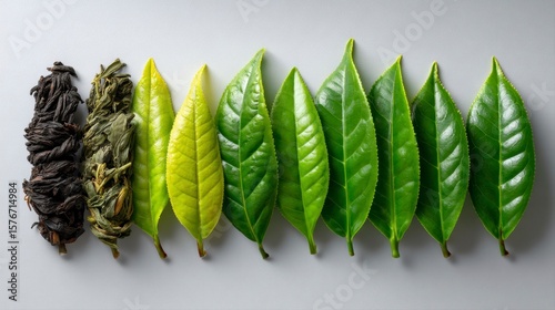 Tea Leaves at Various Stages of Oxidation for Educational Purposes