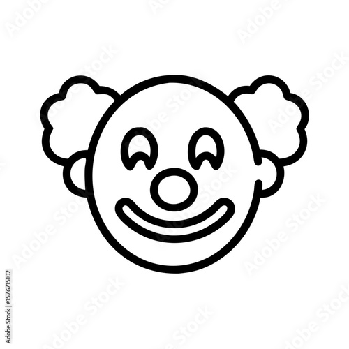 A playful clown face, the epitome of laughter and amusement, features charming lines and a whimsical design.