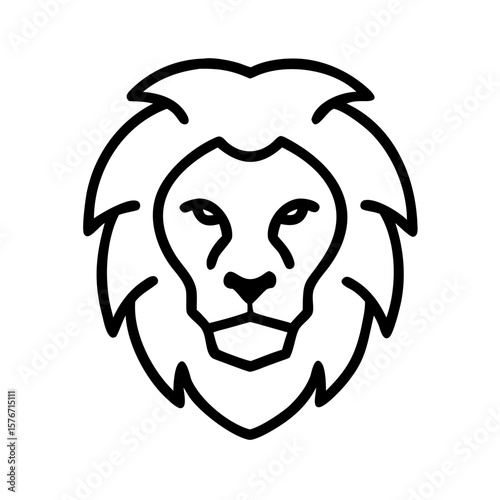 A majestic lion's face, rendered in elegant black and white lines, a symbol of strength, courage, and leadership, evoking a sense of power and nobility.