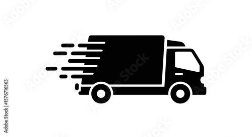 Fast Delivery Truck Silhouette Vector Icon