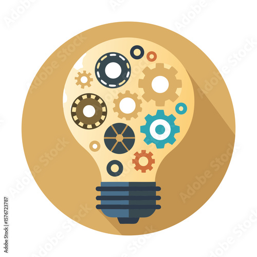 Light Bulb Gear Mechanism Vector Creative Idea Innovation