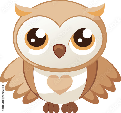 Brown Owl with Heart Belly Vector
