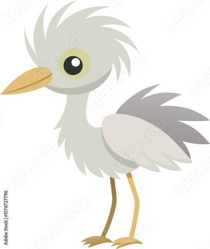 White Heron Cartoon Bird Vector