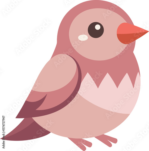 Pink Cartoon Bird Sitting Vector