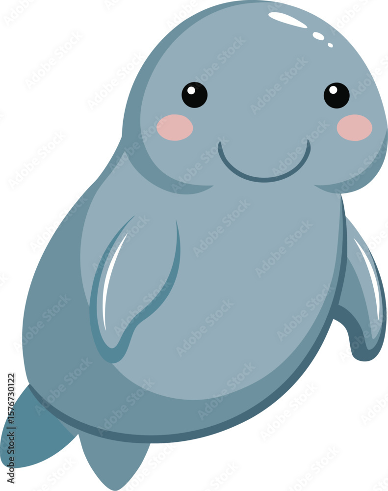 Fototapeta premium Cute Manatee Vector Clipart
