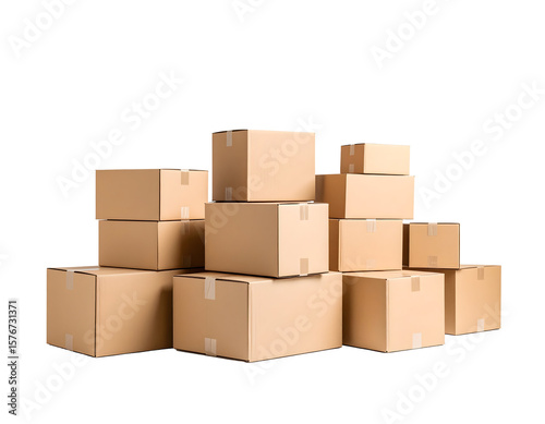 Stacked cardboard boxes for shipping and storage