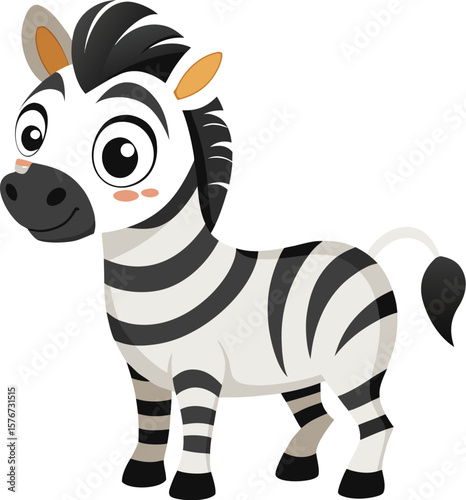 Cute Zebra Standing Vector Art