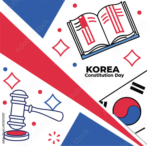 korea constitution day national law book flag justice gavel