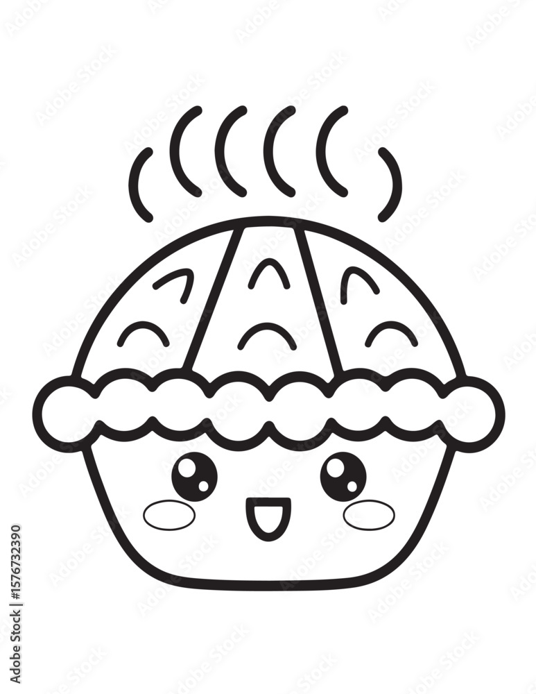 Obraz premium Cute kawaii Christmas Coloring Pages For Kids, Christmas illustration, Vectors line art, printable coloring pages, Christmas elements, winter, Christmas holiday