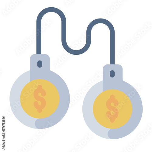 dollar chain flat icon for bribery arrest and corruption flat icon