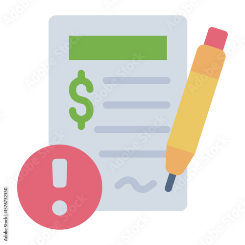 illegal agreement flat icon with warning about fraud case flat icon
