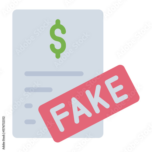 fake paper flat icon for corruption and false finance flat icon
