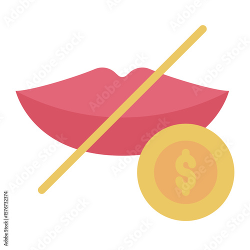 mouth no cash flat icon for silence money bribe flat icon case