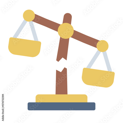 imbalance scale flat icon for broken law corruption flat icon