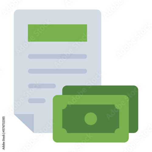 money paper flat icon showing fraudulent corruption case flat icon