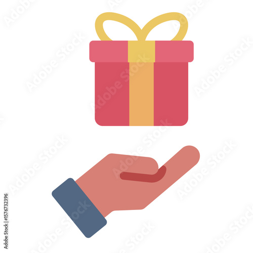 hand gift flat icon representing gratification corruption flat icon