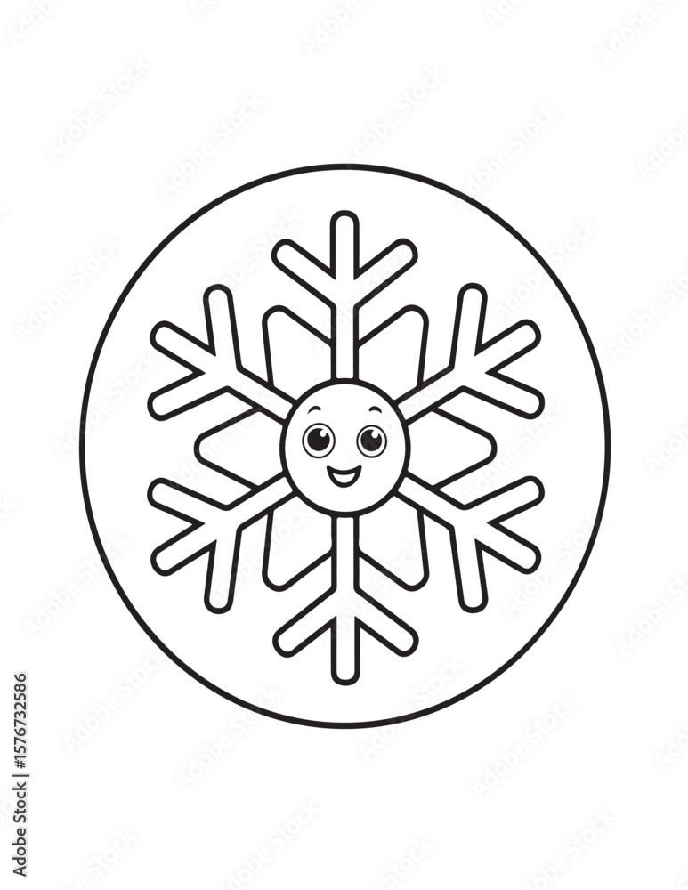 Fototapeta premium Cute kawaii Christmas Coloring Pages For Kids, Christmas illustration, Vectors line art, printable coloring pages, Christmas elements, winter, Christmas holiday