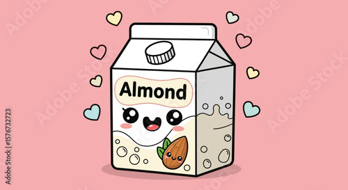 Cute Kawaii Almond Milk Carton Hearts