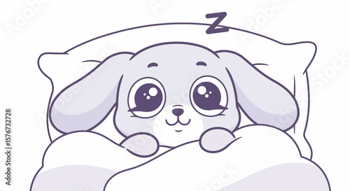 Cute Bunny Puppy Sleeping Cozy Bed