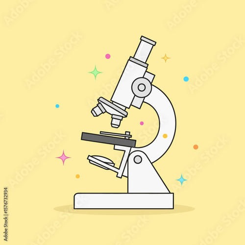 Cartoon Microscope Illustration with Colorful Background