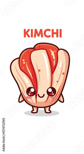 Anthropomorphic Kimchi Character with Bold Label