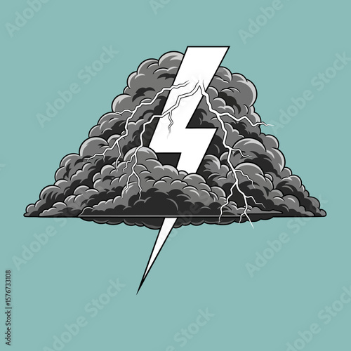 Storm Cloud Lightning Bolt Weather Icon Vector