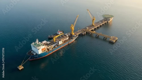 Large vessel being loaded at an offshore terminal
