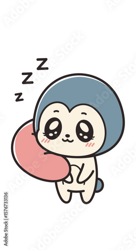 Cute Kawaii Mushroom Sleeping Character Illustration