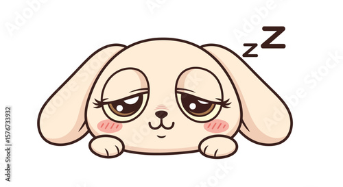  Cute Sleeping Bunny Face Emoji Clipart