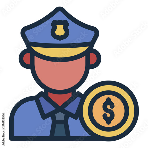 corrupt officer filled line icon related to bribery case