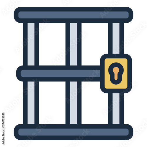 locked jail filled line icon for corruption arrest or conviction filled line icon