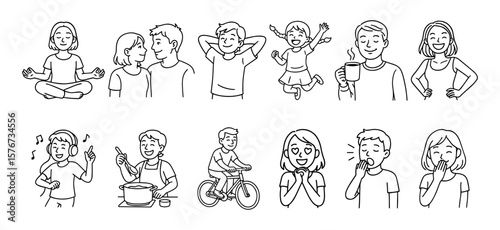 A vibrant vector illustration set of diverse cartoon people, including women and children, with various expressions and styles