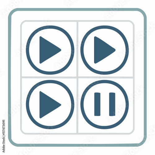 Buttons showing play and pause signs offer control options