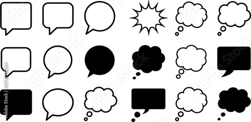 Black and white speech and thought bubble collection speech bubble comic