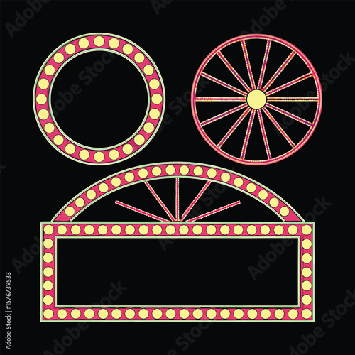 Carnival Light Bulb Border Pack — Neon Strings and Marquee Frames