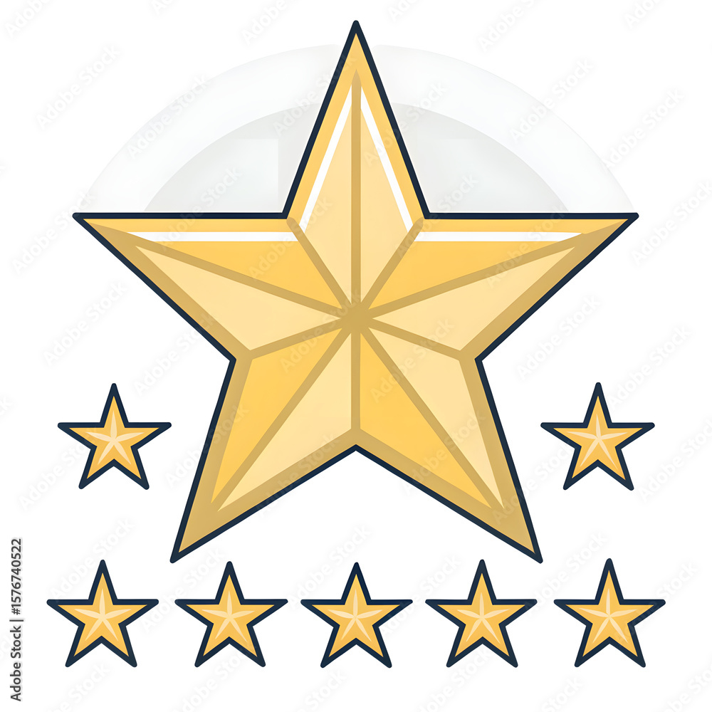 Obraz premium Five yellow stars rating system icon image