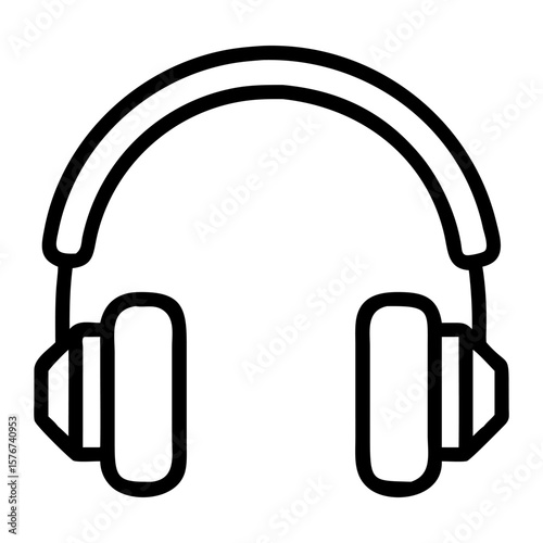 Black outline of a pair of headphones symbolizing music enjoyment and sound technology
