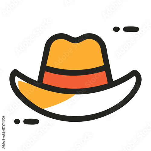 Colorful cowboy hat illustration with a simple design, showcasing vibrant colors against a plain background