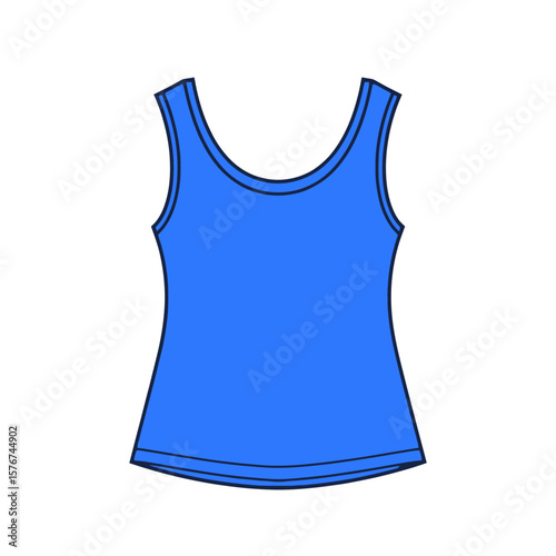 Simple blue tank top apparel clothing item isolated on white background