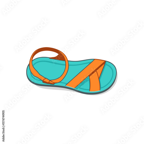 Turquoise and orange strap sandal isolated on white background