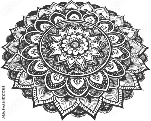 Intricate Black Mandala Design Vector Art