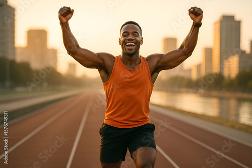 hombre corredor llegando a la meta