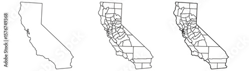 California map – vector illustration of counties, cities, and geographic features