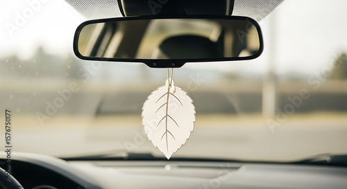 Elegant Leaf-Shaped Car Air Freshener Hanging from Rearview Mirror
