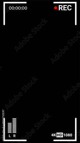 Digital video recording screen displays black screen recording timer audio levels HD resolution REC indicator