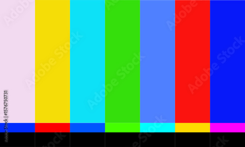 Colorful vertical stripes television test pattern signal broadcast screen display vibrant hues color bars analog technology retro media artifact