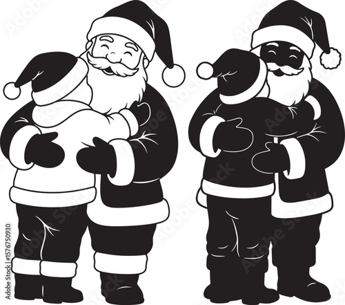 Santa claus embracing a child in a heartwarming silhouette