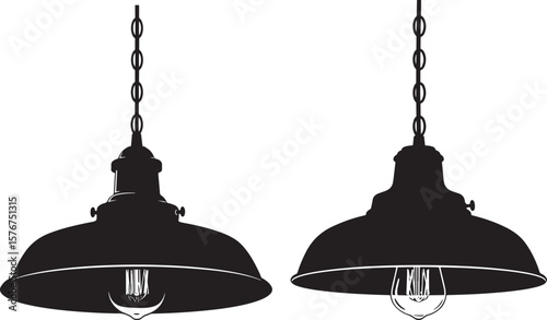 Vintage industrial pendant light fixture silhouette