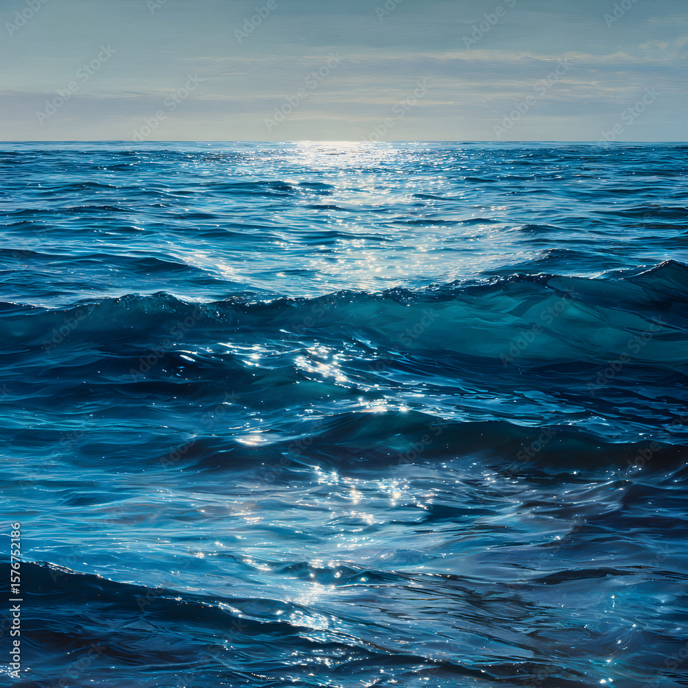 Fototapeta premium Eternal Blue: The Infinite Serenity and Power of the Vast Ocean Landscape